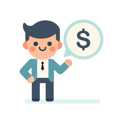 Business professional with dollar sign bubble flat design illustration
