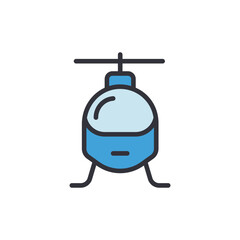 Stylized Blue Helicopter Illustration On A Transparent Layout