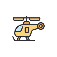 Stylized Yellow Helicopter Isolated on Transparent Background Graphic