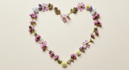 Obraz premium Floral heart design with pastel flowers for valentine's day or wedding invitation background image