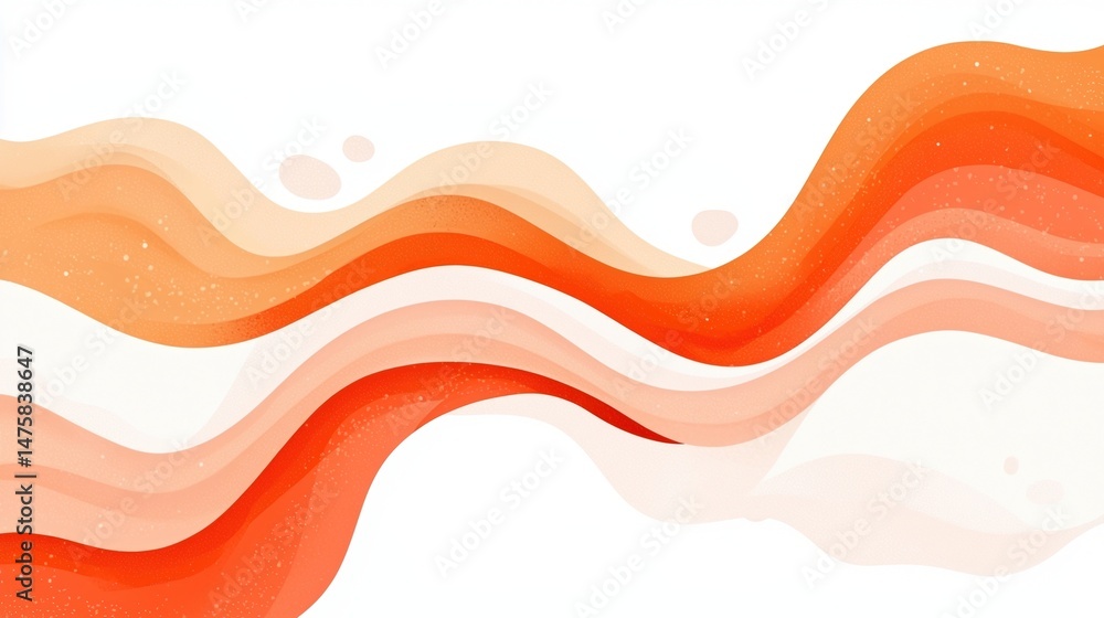 Poster abstract orange and peach wavy lines flow across a white background, creating a dynamic, modern, and