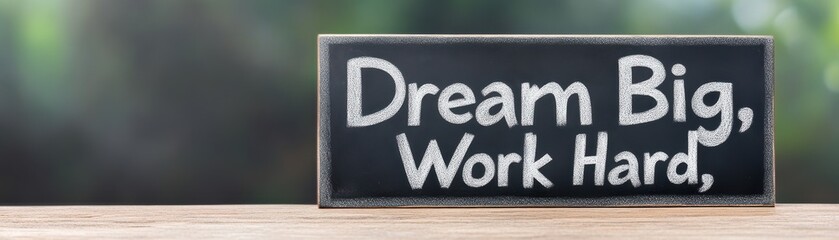 Inspirational quote on a chalkboard encouraging ambition and dedication. A perfect image for motivation and personal growth.