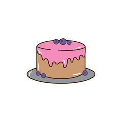 round tart cake design icon illustration birthday vector