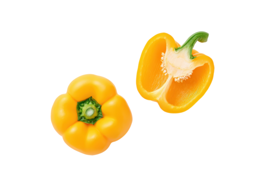 Golden yellow bell pepper flat-lay photo on transparent background adds vivid veggie visuals - Powered by Adobe