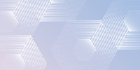 Vector hexagon lines on light mesh blue an pink background. Geometric stripe line art design for poster, brochure, cover, website, header, web banner, presentation modern abstract design
