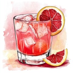 Simple drawing of a grapefruit cocktail, Carmine