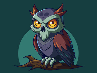 undead owl perched on skull 