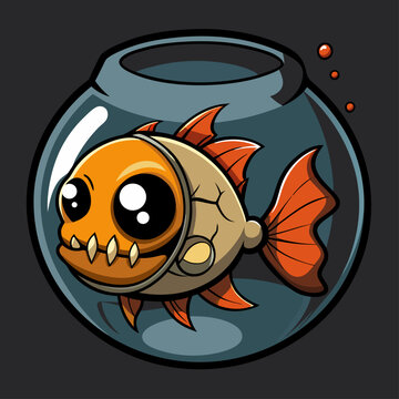 zombie goldfish in a broken bowl