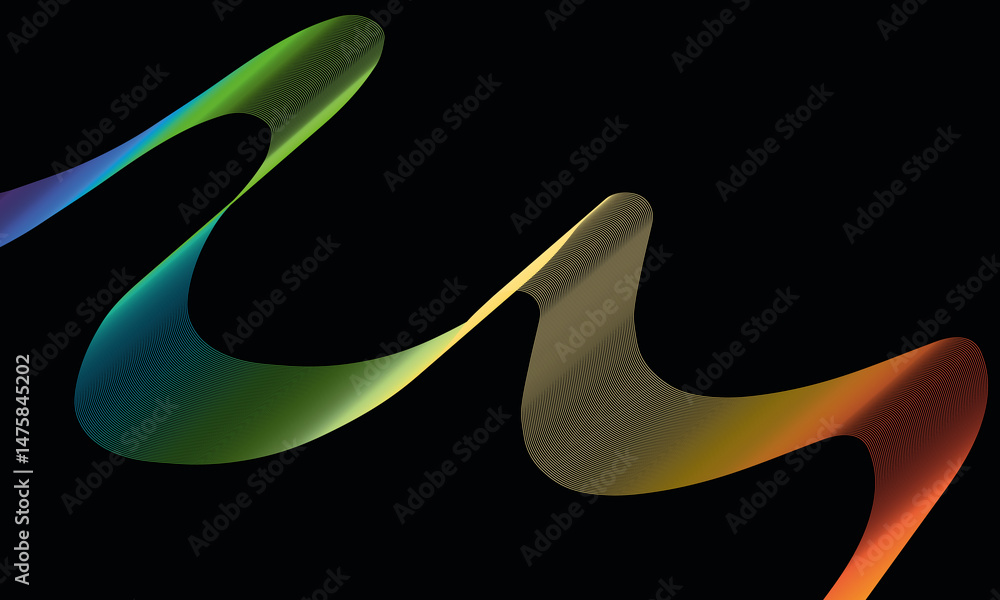 Poster dynamic swirls, motley curves color enriched. abstract digital wallpaper gradient pattern. vibrant s