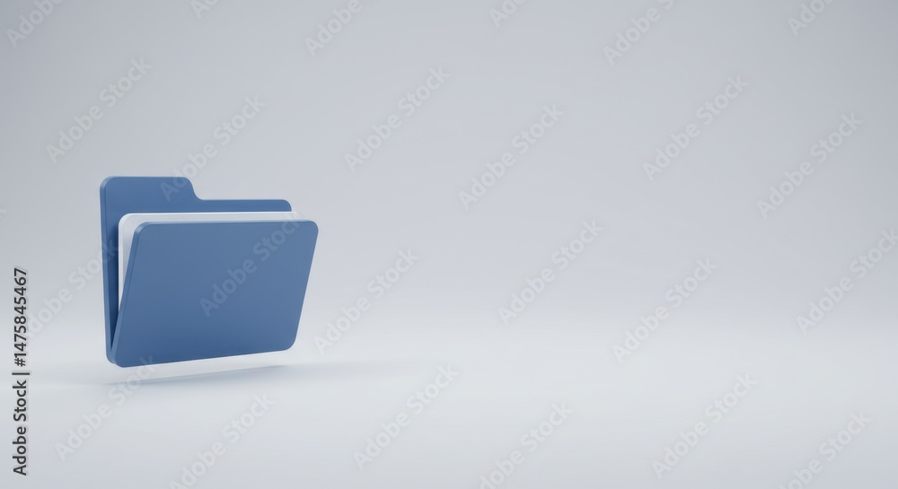 Aufkleber 3d render of a blue file folder icon on a white background a minimalist digital asset