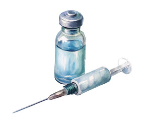 Medical vial syringe with needle on a transparent background