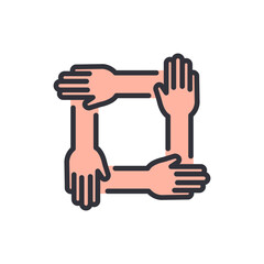 Fototapeta premium Square Of Hands Representing Collaboration Solidarity And Partnership