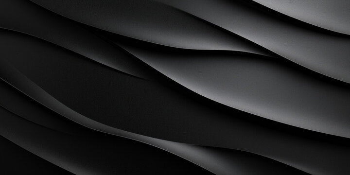Dark grey folded shapes creating a layered wave texture abstract background, perfect for professional sleek and architectural designs - Powered by Adobe