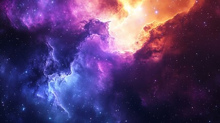 Obraz premium Celestial Symphony: A vibrant interstellar cloudscape with bright stars background