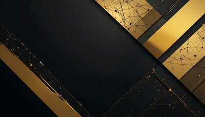 Abstract golden network design on a sleek dark background evokes sophistication and luxury.