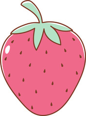 Strawberry set with Strawberry Ribbon bows, Rainbow, Garland, Jam Bottle, Cake, Number, Tea Cup, Sunglasses, Flowers Doodle Cartoon Style Hand Drawn Elements