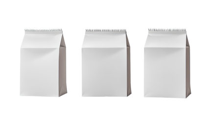 Blank white paper food pouches