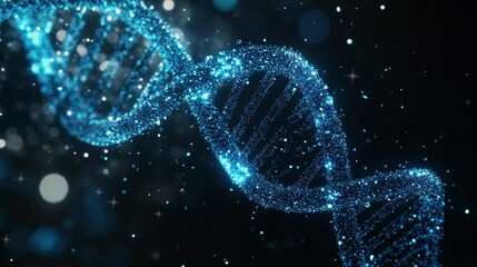 DNA molecules structure in blue neon against black background video footage for study science biology medical  - Powered by Adobe