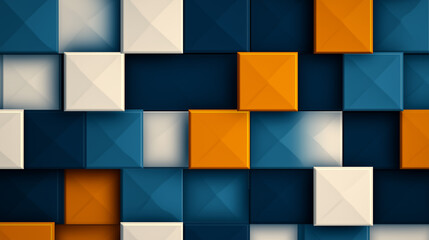 Obraz premium 3D cubes in navy white and gold geometric arrangement abstract background, Perfect for modern presentations and elegant design projects