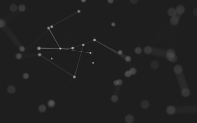 Abstract background. Molecules technology with polygonal shapes, connecting dots and lines. Connection structure. Big data visualization.
