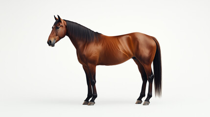 Obraz premium Majestic bay horse standing gracefully, embodying elegance and strength in minimalist beauty