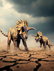 triceratops standing in a lush prehistoric