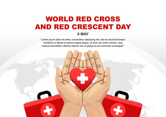 design about world red cross and red crescent day. suitable for health theme. © hasrul