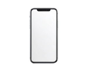Smartphone mockup, blank white screen on a transparent background