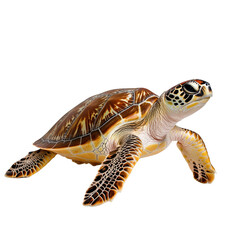 Obraz premium Realistic sea turtle, detailed marine animal illustration with vibrant shell and natural texture for wildlife and ocean-themed designs