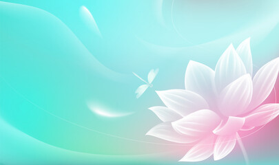 Chinese style horizontal illustrations are simple lotus and dragonfly silhouettes