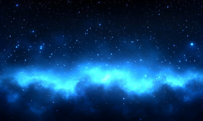 Obraz premium Enchanting nebula, cosmic dust, starry night, deep space, vibrant blue hues, celestial background, astronomy, galaxy, universe, night sky wallpaper.