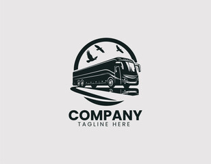 Fototapeta premium Modern Tour Bus Silhouette Vector Logo Design, Sleek Modern Tourist Bus Silhouette Vector Logo, Contemporary Tour Bus Silhouette Illustration Logo