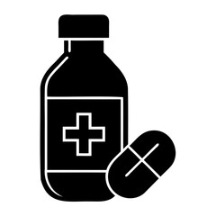 Obraz premium Simple medicine and health care icon black silhouette isolated on transparent background