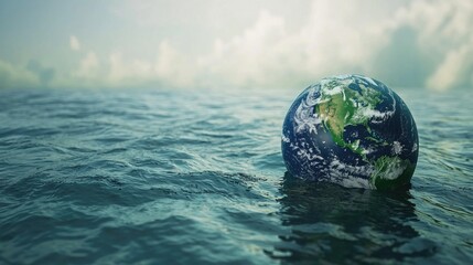 Fototapeta premium Earth adrift on a turbulent ocean surface.