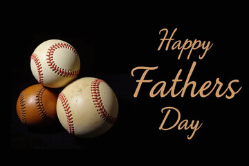 fathers day card with baseballs on a black background