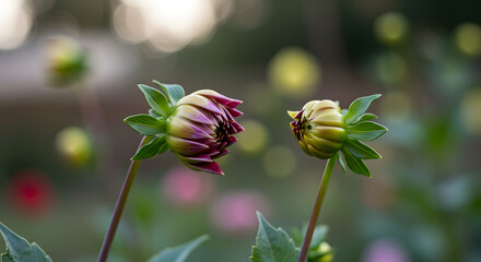 Dahlia Bud Pair Ready to Bloom