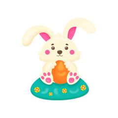Easter Bunny with Egg. Happy Easter. Vector stock image isolated on white background.