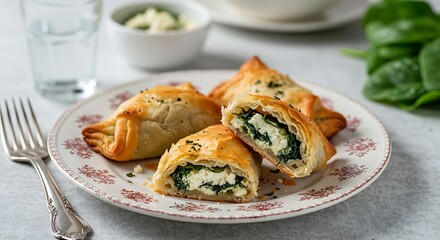 Spinach and Cheese Pastries on Plate Delicious Food