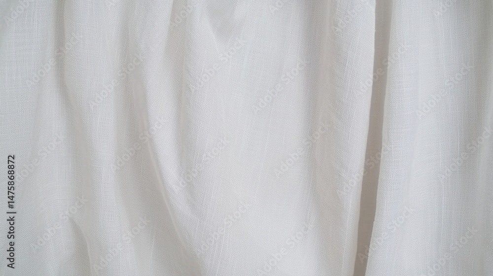 Poster a sheer white curtain with a delicate texture hangs softly, allowing light to gently filter through.