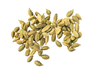Green cardamom pods isolated on transparent background