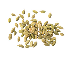 Green cardamom pods isolated on transparent background