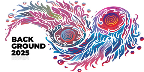 Colorful abstract background with swirling and ornate shapes