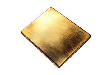 Golden rectangular plaque isolated on transparent background
