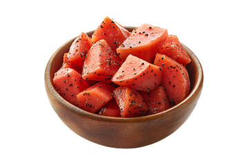 Fresh chamoy fruit bowl isolated on transparent background

