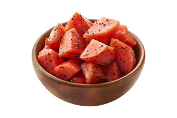 Fresh chamoy fruit bowl isolated on transparent background
