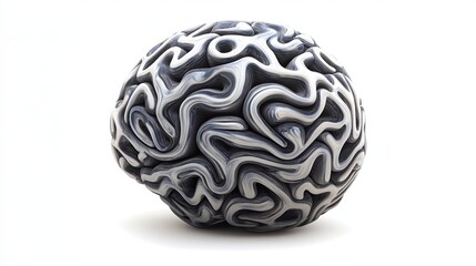 Abstract artistic illustration of brain hemispheres with textured design and gradient lighting effect. Creative representation of human cognition and neurological science concept.