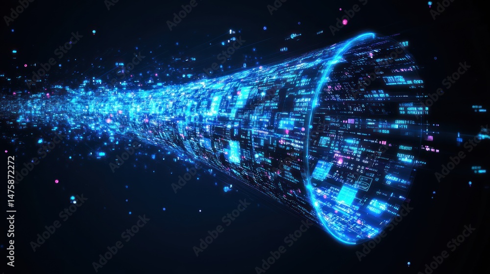 Poster digital data stream tunnel