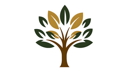 Fototapeta premium Stylized Tree Illustration with Vibrant Green and Yellow Leaves for Nature Enthusiasts and Designers