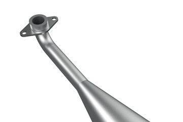 Metallic Exhaust Pipe Muffler for a Two-Wheeled Vehicle, Silencer Unit for a Small Displacement Motorcycle or Scooter, MOTORBIKE MUFFLER, Aftermarket, Simple Gray Noise Reduction on a PNG Transparent 