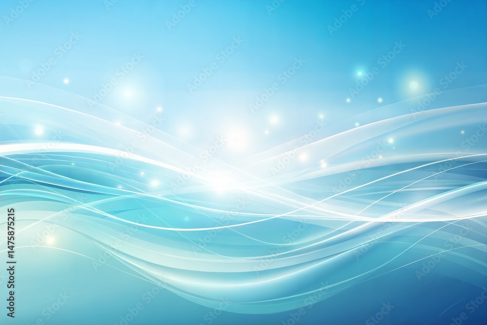 Canvas Prints abstract glowing blue waves with soft light sparkles in digital design